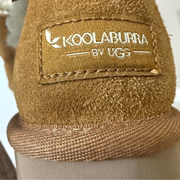 KOOLABURRA by UGG Victoria Short Bow Winter Boots Cognac Suede Fuzzy Women's 8 - Picture 7 of 11